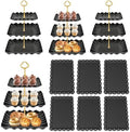 10 Pack Dessert Table Display Set, 4 Three-Tier Square Cupcake Stands and 6 Serving Trays for Cakes, Cupcakes