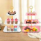 10 Pack Dessert Table Display Set, 4 Three-Tier Square Cupcake Stands and 6 Serving Trays for Cakes, Cupcakes, alternate view