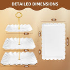 10 Pack Dessert Table Display Set, 4 Three-Tier Square Cupcake Stands and 6 Serving Trays for Cakes, Cupcakes, alternate view