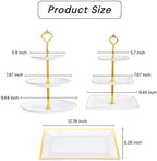 10 Pack Dessert Table Display Set, 4x Cupcake Stands & 6x Serving Trays in Gold and White, alternate view 3