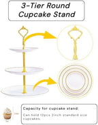 10 Pack Dessert Table Display Set, 4x Cupcake Stands & 6x Serving Trays in Gold and White, alternate view 4