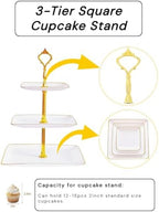 10 Pack Dessert Table Display Set, 4x Cupcake Stands & 6x Serving Trays in Gold and White, alternate view 5