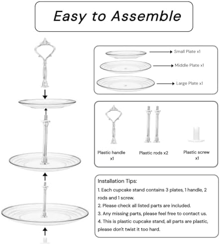 10 Pack Dessert Table Display Set, 4x Cupcake Stands & 6x Serving Trays in Gold and White, alternate view 7