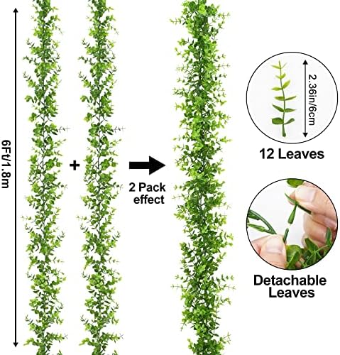 10 Pack Eucalyptus Garland 60Ft Fake Vines Artificial Greenery Garland, alternate view 3