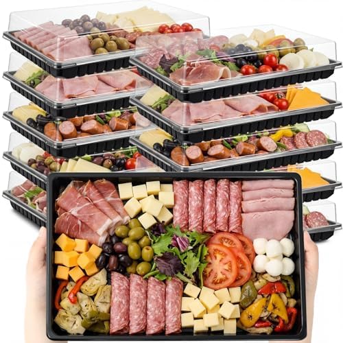 10 Pack Extra Large Charcuterie Board with Lids in Black