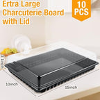 10 Pack Extra Large Charcuterie Board with Lids in Black, alternate view 3