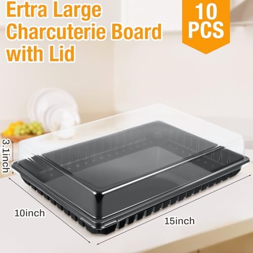 10 Pack Extra Large Charcuterie Board with Lids in Black, alternate view 3