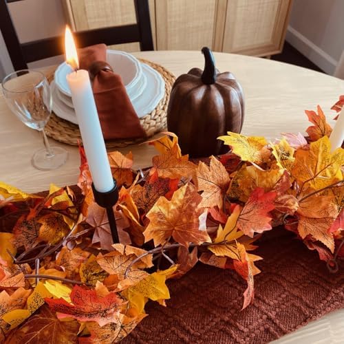 10 Pack Fall Leaf Garland, Hanging Vines Garland Artificial Fall Maple LeavesThanksgiving Decor for Home Wedding, alternate