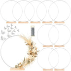 10 Pack Floral Hoop with Stand and 38-Yard Paddle Wire 10 Inch Metal Rings for DIY Centerpiece Table Decorations