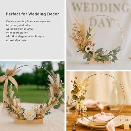 10 Pack Floral Hoop with Stand and 38-Yard Paddle Wire 10 Inch Metal Rings for DIY Centerpiece Table Decorations, alternate