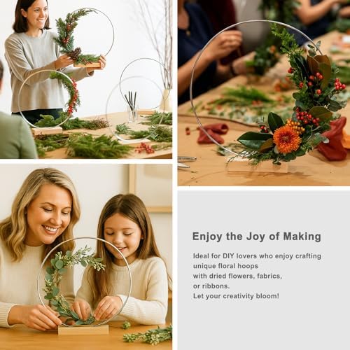 10 Pack Floral Hoop with Stand and 38-Yard Paddle Wire 10 Inch Metal Rings for DIY Centerpiece Table Decorations, alternate