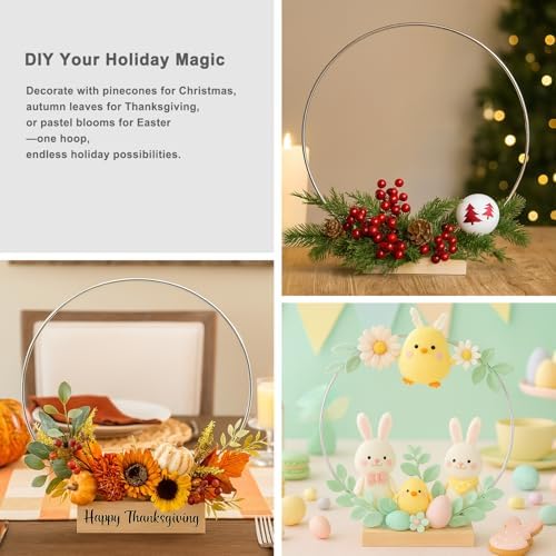 10 Pack Floral Hoop with Stand and 38-Yard Paddle Wire 10 Inch Metal Rings for DIY Centerpiece Table Decorations, alternate