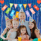 10 Pack Foil Curtain Backdrop Blue Metallic Tinsel Foil Fringe Curtains Photo Booth Props for Birthday Wedding, alternate