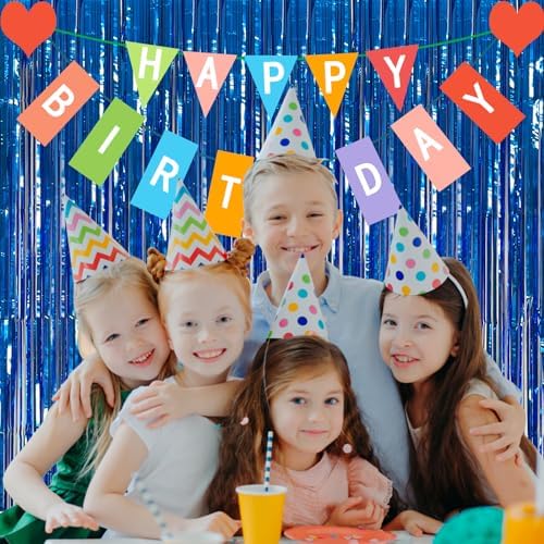10 Pack Foil Curtain Backdrop Blue Metallic Tinsel Foil Fringe Curtains Photo Booth Props for Birthday Wedding, alternate