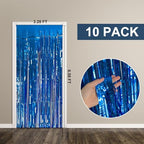 10 Pack Foil Curtain Backdrop Blue Metallic Tinsel Foil Fringe Curtains Photo Booth Props for Birthday Wedding, alternate