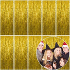 10 Pack Foil Curtain Backdrop Gold Metallic Tinsel Foil Fringe Curtains Photo Booth Props for Birthday Wedding