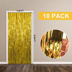 10 Pack Foil Curtain Backdrop Gold Metallic Tinsel Foil Fringe Curtains Photo Booth Props for Birthday Wedding, alternate