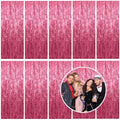10 Pack Foil Curtain Backdrop Pink Metallic Tinsel Foil Fringe Curtains Photo Booth Props for Birthday Wedding
