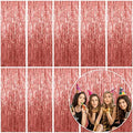 10 Pack Foil Curtain Backdrop Rose Gold Metallic Tinsel Foil Fringe Curtains Photo Booth Props for Birthday