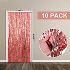 10 Pack Foil Curtain Backdrop Rose Gold Metallic Tinsel Foil Fringe Curtains Photo Booth Props for Birthday, alternate view 7