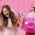 10 Pack Foil Curtain Pink Backdrop Streamers Metallic Tinsel Fringe Curtains Photo Booth Props for Birthday, alternate view 2