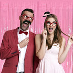 10 Pack Foil Curtain Pink Backdrop Streamers Metallic Tinsel Fringe Curtains Photo Booth Props for Birthday, alternate view 5