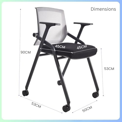 10 Pack Foldable Office Chair with PU Wheels and Sliding Armrest-Ergonomic Mesh Bouncing Back, Stackable, alternate view 2