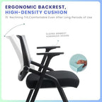 10 Pack Foldable Office Chair with PU Wheels and Sliding Armrest-Ergonomic Mesh Bouncing Back, Stackable, alternate view 3