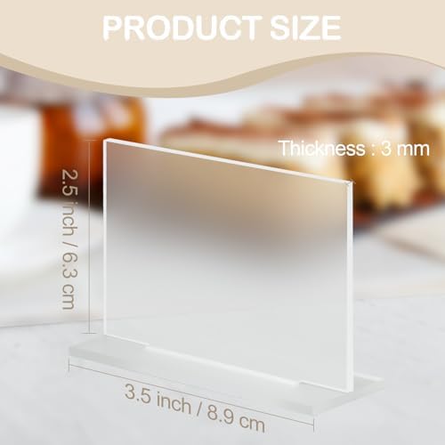 10 Pack Frosted Rectangle Acrylic Sign With Stand, 3.5x2.7 Inch Blank Frosted Acrylic Sign with Base, DIY Buffet, alternate