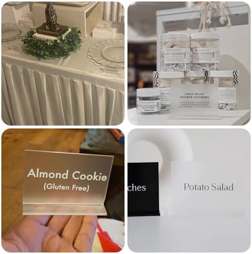 10 Pack Frosted Rectangle Acrylic Sign With Stand, 3.5x2.7 Inch Blank Frosted Acrylic Sign with Base, DIY Buffet, alternate