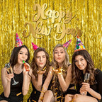 10 Pack Gold Fringe Curtain Backdrop Tinsel Streamers Birthday Party Decorations Christmas Photo Booth Backdrop, alternate