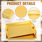 10 Pack Gold Plastic Rectangle Serving Trays with Handles 15x9 in Gold, alternate view 4