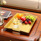 10 Pack Gold Plastic Rectangle Serving Trays with Handles 15x9 in Gold, alternate view 6
