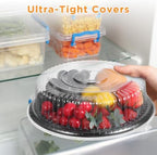 10 Pack Heavy Duty 12-Inch Catering Trays with Clear Lids - Durable PET Plastic Round Serving Platters for, alternate view 7