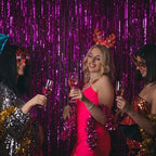10 Pack Hot Pink Party Decorations Tinsel Curtain Streamers Foil Fringe Photo Booth Backdrop, alternate view 5