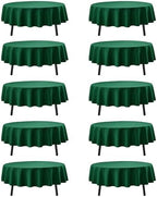 10-Pack Hunter Green Round Tablecloths, 70In for 3-4Ft Round Table