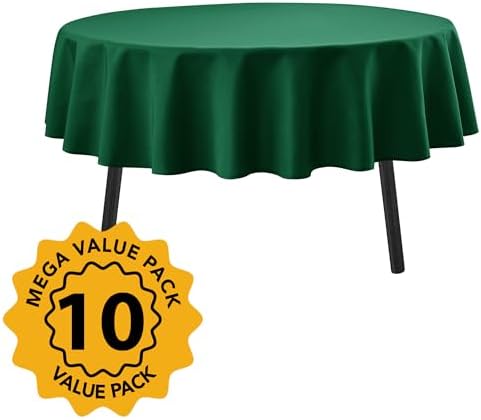10-Pack Hunter Green Round Tablecloths, 70In for 3-4Ft Round Table, alternate view 2
