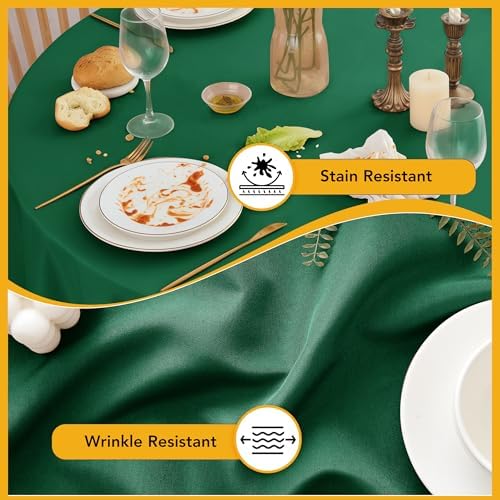 10-Pack Hunter Green Round Tablecloths, 70In for 3-4Ft Round Table, alternate view 3
