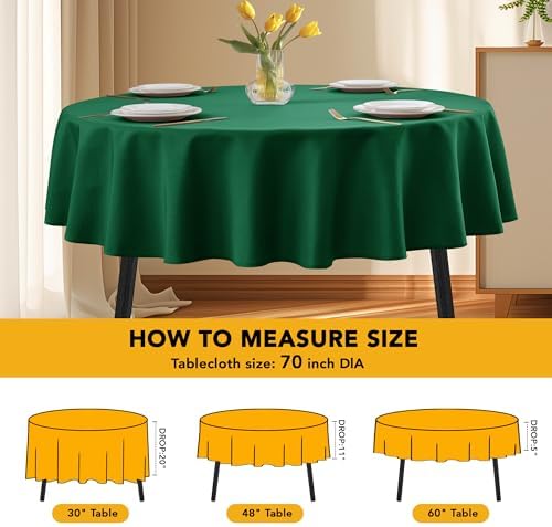 10-Pack Hunter Green Round Tablecloths, 70In for 3-4Ft Round Table, alternate view 6