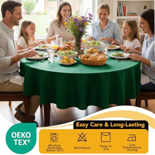 10-Pack Hunter Green Round Tablecloths, 70In for 3-4Ft Round Table, alternate view 7