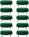 10-Pack Hunter Green Round Tablecloths, 90In for 4-5Ft Round Table
