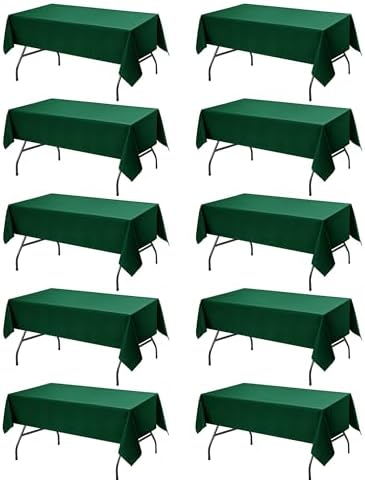 10-Pack Hunter Green Tablecloths for Rectangle Tables, 54 x 108 in