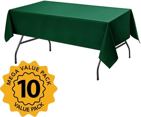 10-Pack Hunter Green Tablecloths for Rectangle Tables, 54 x 108 in, alternate view 2