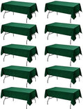 10-Pack Hunter Green Tablecloths for Rectangle Tables, 60 x 102 in