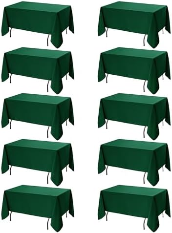 10-Pack Hunter Green Tablecloths for Rectangle Tables, 70 x 108 in
