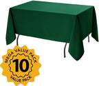10-Pack Hunter Green Tablecloths for Rectangle Tables, 70 x 108 in, alternate view 2