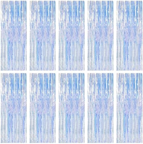 10 Pack Iridescent Backdrop Party Decorations Tinsel Curtain Party Backdrop Foil Fringe Birthday Decorations