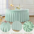 10 Pack Ivory Green Round Spandex Tablecloths for 60in Tables, 120 Inch Stretch Fitted Table Skirts, alternate view 3
