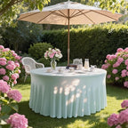 10 Pack Ivory Green Round Spandex Tablecloths for 60in Tables, 120 Inch Stretch Fitted Table Skirts, alternate view 4