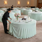 10 Pack Ivory Green Round Spandex Tablecloths for 60in Tables, 120 Inch Stretch Fitted Table Skirts, alternate view 6